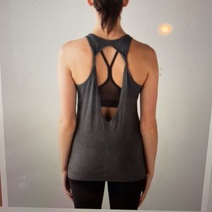 Lululemon trapeze twist tank Heathered pitch gray